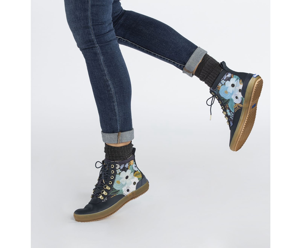 Keds Stiefel Damen Navy - Rifle Paper Co. Scout Water-Resistant Garden Party - EHK-825037